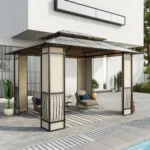 Pavillon Almanzor Outsunny, Doppeldach, braun, 275×365×300 cm