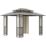 Pavillon Almanzor Outsunny, Doppeldach, braun, 275×365×300 cm – Bild 9
