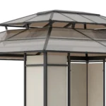 Pavillon Almanzor Outsunny, Doppeldach, braun, 275×365×300 cm – Bild 2