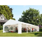 Partyzelt PVC 750, 6×12 m mit verstärktem Bodenrahmen, blau-weiß – Bild 2