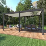 Freistehende bioklimatische Pergola Ombrea VS 4 × 8 m Anthrazit/Weiß – Bild 2