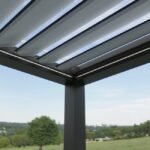 Bioklimatische freistehende Pergola Génova 4 × 3 m Grau mit weißen Lamellen – Bild 2