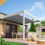 Pergola Siroco, 4,50×4,109 m, motorisiert mit Fernbedienung, Weiß RAL 9010