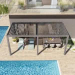 PRIMEYARD Pergola 3 × 6 m mit Aluminium-Pfosten und Aluminium-Lamellendach, Gartenpavillon in Grau – Bild 2