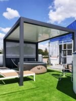 Bioklimatische freistehende Pergola Génova 4 × 3 m Grau mit weißen Lamellen – Bild 7
